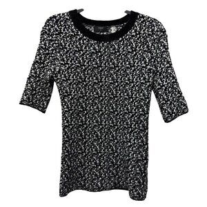 Tahari Womens Black & White Knit Sweater Blouse Size S